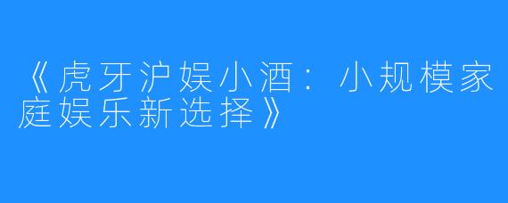 《虎牙沪娱小酒：小规模家庭娱乐新选择》