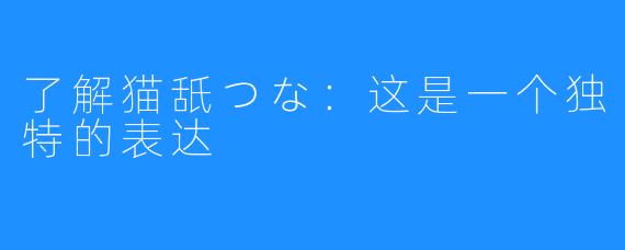 了解猫舐つな：这是一个独特的表达