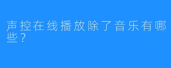 声控在线播放除了音乐有哪些？  