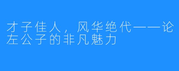 才子佳人，风华绝代——论左公子的非凡魅力