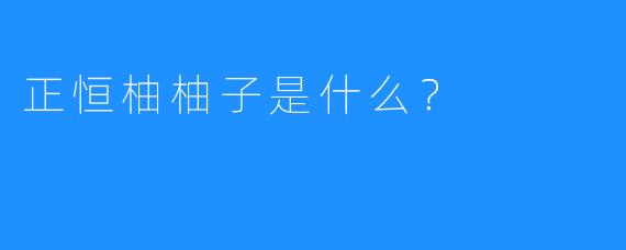 正恒柚柚子是什么？