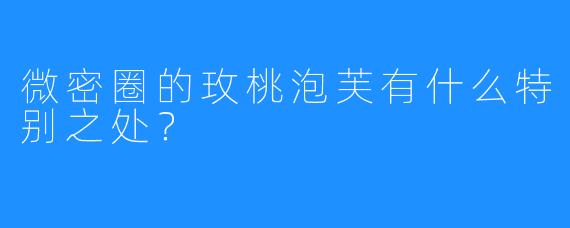 微密圈的玫桃泡芙有什么特别之处？