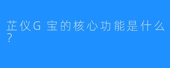 芷仪G宝的核心功能是什么？