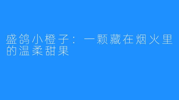 盛鸽小橙子：一颗藏在烟火里的温柔甜果