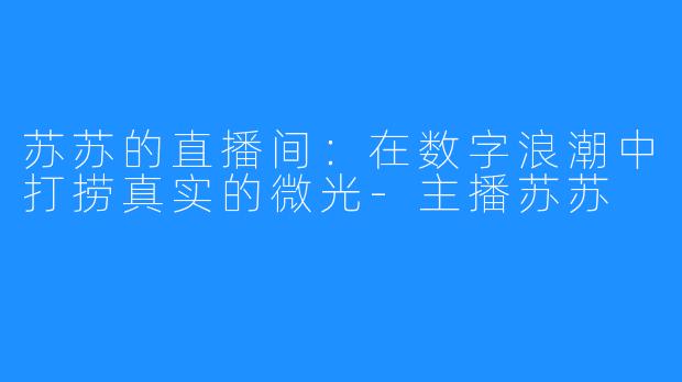 苏苏的直播间:在数字浪潮中打捞真实的微光-主播苏苏