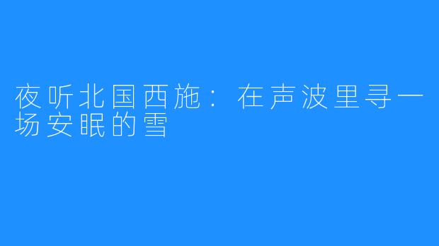 夜听北国西施：在声波里寻一场安眠的雪