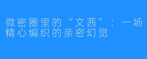 微密圈里的“文茜”:一场精心编织的亲密幻觉