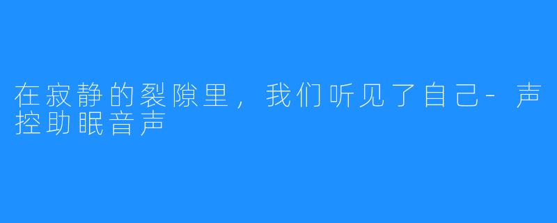在寂静的裂隙里，我们听见了自己-声控助眠音声