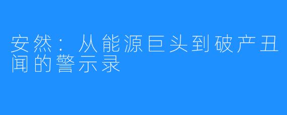 安然:从能源巨头到破产丑闻的警示录